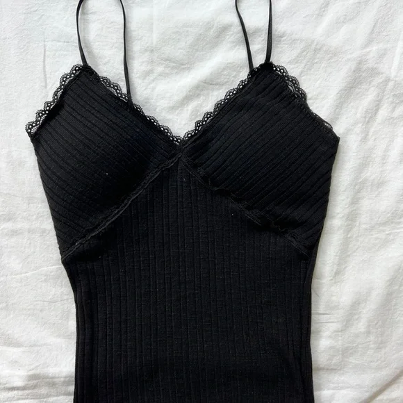 Black and Light Blue Ribbed Camisole Set - Picture 5 of 6